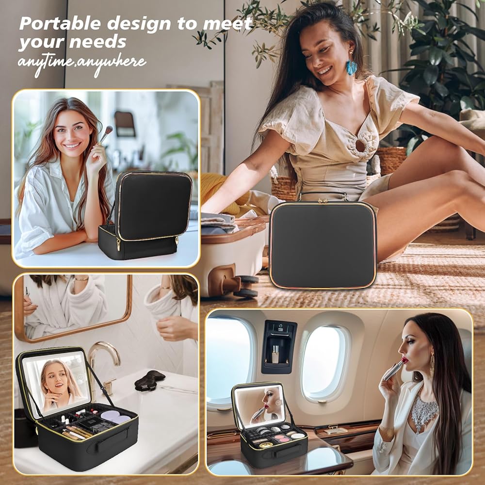 Makeup Case with LED Vanity Mirror