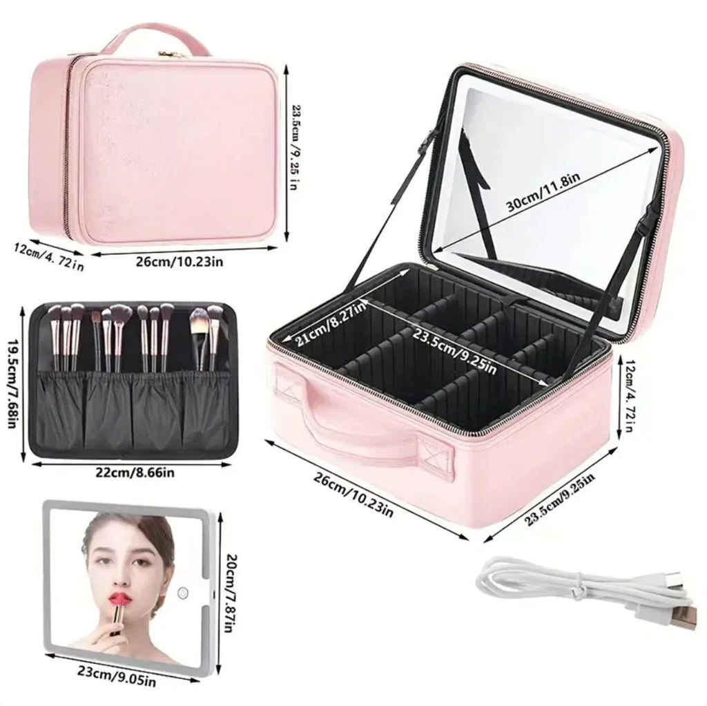 Makeup Case with LED Vanity Mirror