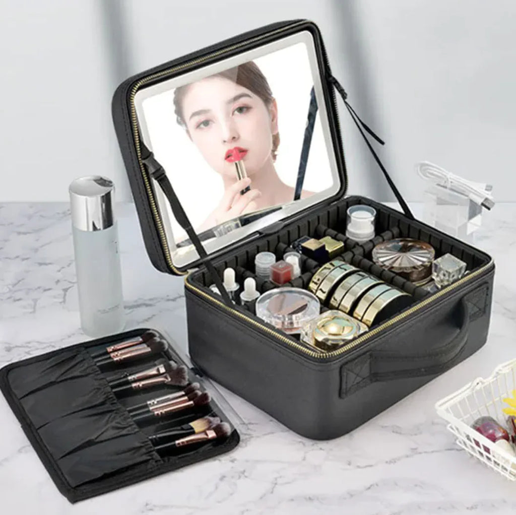 Makeup Case with LED Vanity Mirror