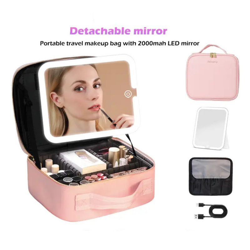 Makeup Case with LED Vanity Mirror